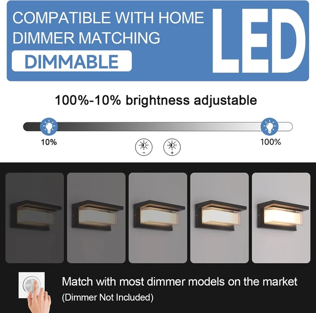 Alt view image 5 of 7 - Mille Lucciole 24W LED Outdoor Wall Lights Exterior/Interior Adjustable 3-Color Sconces Lights 2100LM IP65 Waterproof Modern Outdoor Lighting Fixtures Aluminum Wall Lights Compatible with Dimmers