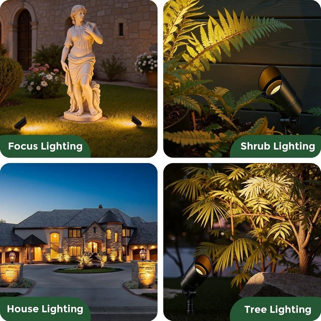 Alt view image 7 of 7 - Gardencoin Low Voltage Landscape Spotlight, 12V LED Outdoor Landscape Lighting, Landscape Spot Lights Wired for Garden and Yard, Aluminum Up Lighting Fixture with 5W MR16 Replaceable Bulb (6 Pack)