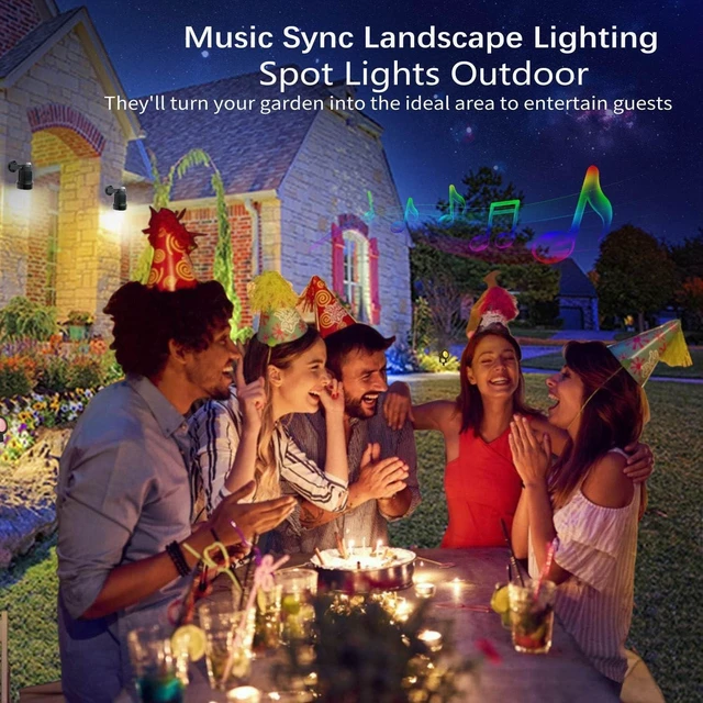 Alt view image 6 of 7 - Outdoor Lights,15w Spot Lights Outdoor with US Plug and Remote Control,Dimmable Halloween Decor Christmas Lights Outdoor,Waterproof Spotlight with Timer