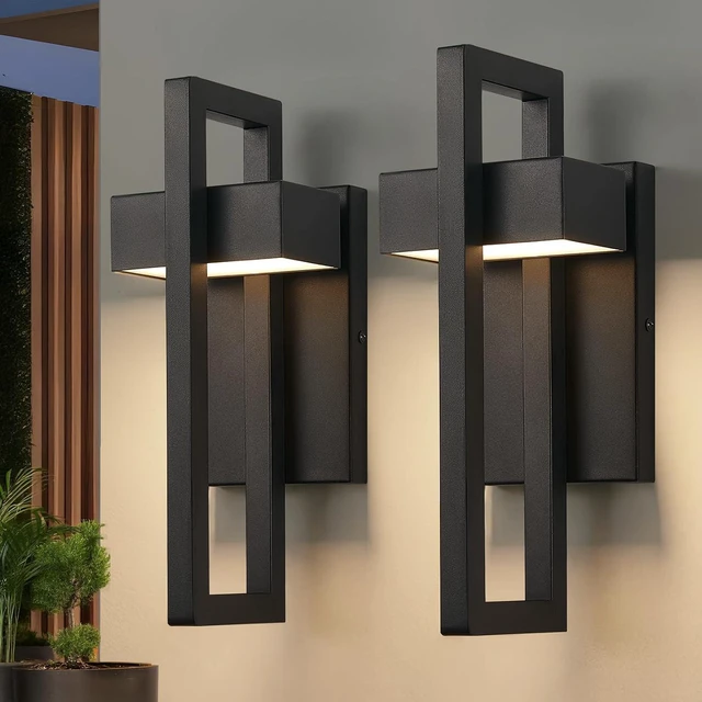 Main image of Modern Outdoor Wall Lights Black Exterior Lighting Fixtures, 13.7'' 2 Pack