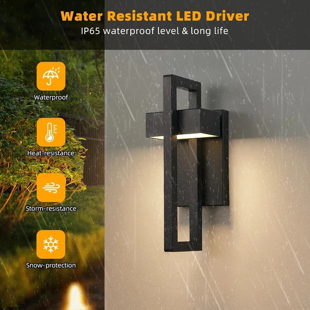 Alt view image 3 of 7 - Modern Outdoor Wall Lights Black Exterior Lighting Fixtures, 13.7'' 2 Pack