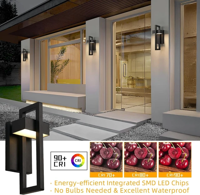 Alt view image 4 of 7 - Modern Outdoor Wall Lights Black Exterior Lighting Fixtures, 13.7'' 2 Pack