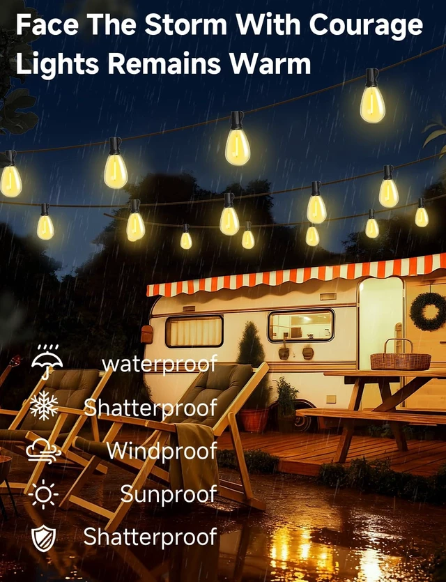 Alt view image 3 of 7 - Likesky 130FT LED Outdoor String Lights with Remote Waterproof Patio Lights with Shatterproof S11 Bulbs, Dimmable Outside Hanging Light Connectable for Porch Backyard Yard Garden Decor 2700K
