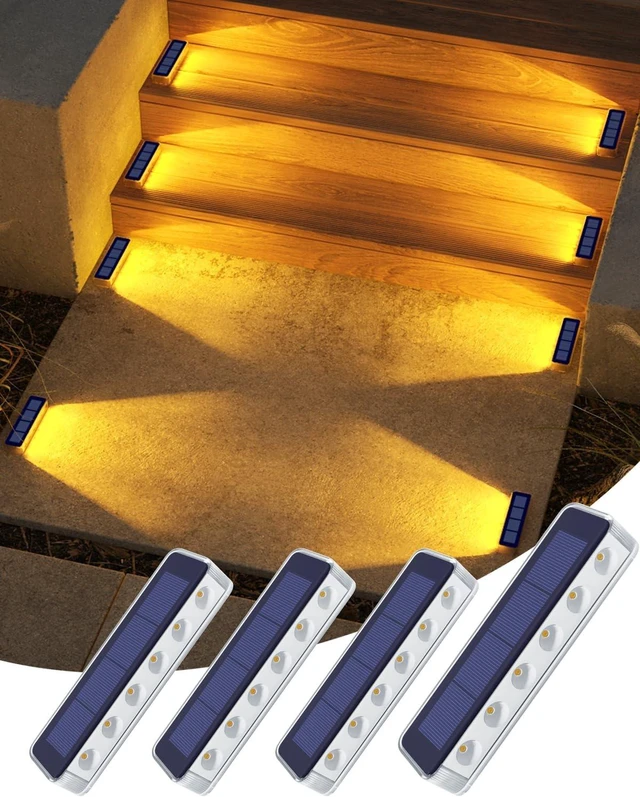 Main image of DetarZinLED Solar Step Lights Outdoor IP68 Waterproof 4 Pack Warm White