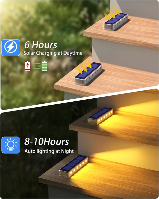 Alt view image 2 of 6 - DetarZinLED Solar Step Lights Outdoor IP68 Waterproof 4 Pack Warm White