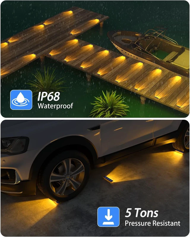 Alt view image 3 of 6 - DetarZinLED Solar Step Lights Outdoor IP68 Waterproof 4 Pack Warm White