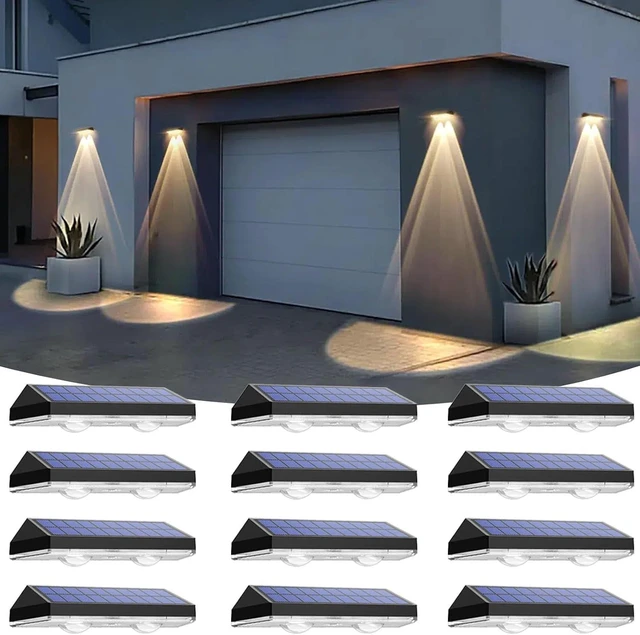 Main image of Solar Fence Lights Outdoor, IP65 Waterproof LED, 3 Mode, 12H, Black,12PK
