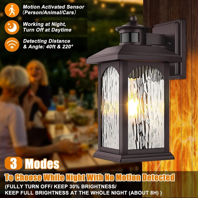 Alt view image 2 of 7 - FILIYANO Motion Sensor Outdoor Wall Lights, Oil Rubbed Bronze, 2 Pack