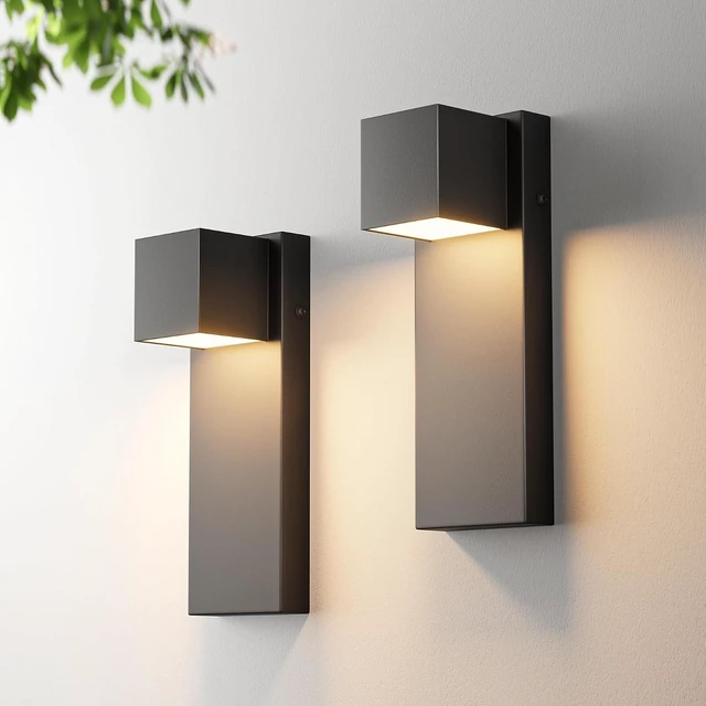 Main image of 2 Pack 13" Modern Outdoor Led Wall Light,16W 3000K 1200Lumen Porch & Patio Hardwired Wall Mount Wall Sconces,Exterior IP65 Waterproof Aluminum Wall Lamp for Front Door Garage Garden(Black)