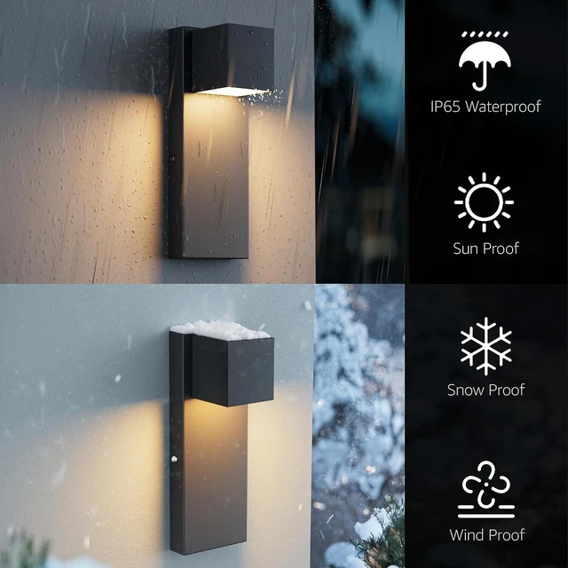Alt view image 2 of 7 - 2 Pack 13" Modern Outdoor Led Wall Light,16W 3000K 1200Lumen Porch & Patio Hardwired Wall Mount Wall Sconces,Exterior IP65 Waterproof Aluminum Wall Lamp for Front Door Garage Garden(Black)
