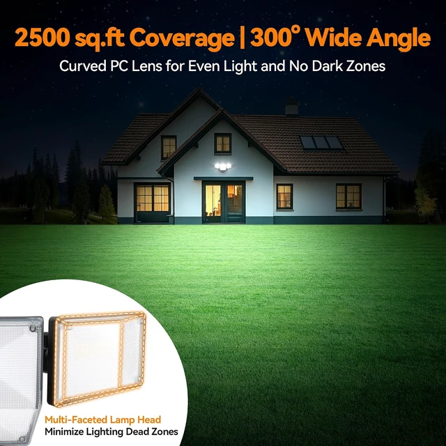 Alt view image 4 of 7 - 85W 10000LM Dusk to Dawn Outdoor Lighting, 4-Head Super Bright LED Flood Light, 5000K Daylight, IP65 Waterproof Hardwired Exterior Security Light for House Garage, Yard, Backyard (Black)