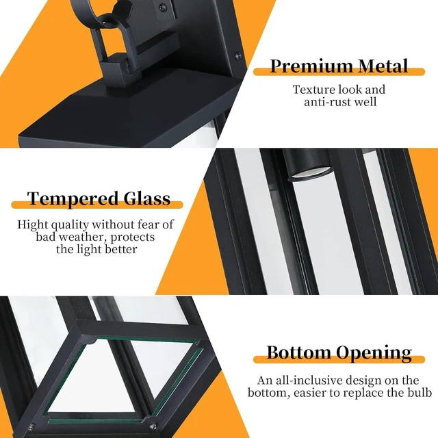 Alt view image 7 of 7 - 17" Large Outdoor Wall Lights for House 2-Pack, Matte Black
