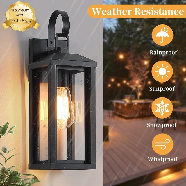 Alt view image 6 of 7 - 17" Large Outdoor Wall Lights for House 2-Pack, Matte Black