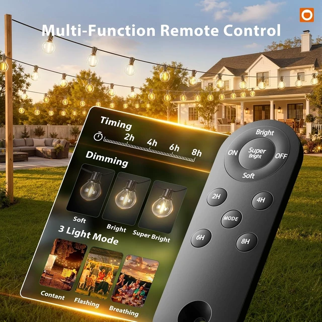 Alt view image 3 of 7 - addlon 100FT 54LED Solar String Lights Outdoor Waterproof with Remote, USB