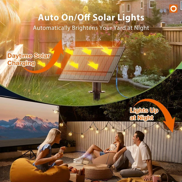 Alt view image 7 of 7 - addlon 100FT 54LED Solar String Lights Outdoor Waterproof with Remote, USB
