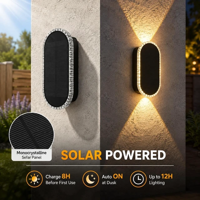 Alt view image 3 of 7 - Herzila 10 Pack Solar Fence Lights,RGBW Solar Powered Fence Wall Lights, Waterproof 7-Color Changing Up Down Lighting Wall Lights for Outdoor/Patio/Porch/Pool Cage