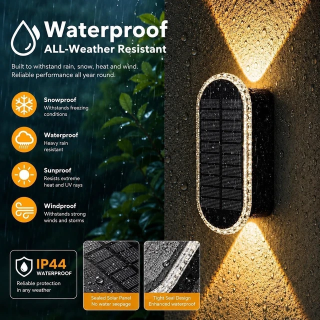 Alt view image 7 of 7 - Herzila 10 Pack Solar Fence Lights,RGBW Solar Powered Fence Wall Lights, Waterproof 7-Color Changing Up Down Lighting Wall Lights for Outdoor/Patio/Porch/Pool Cage