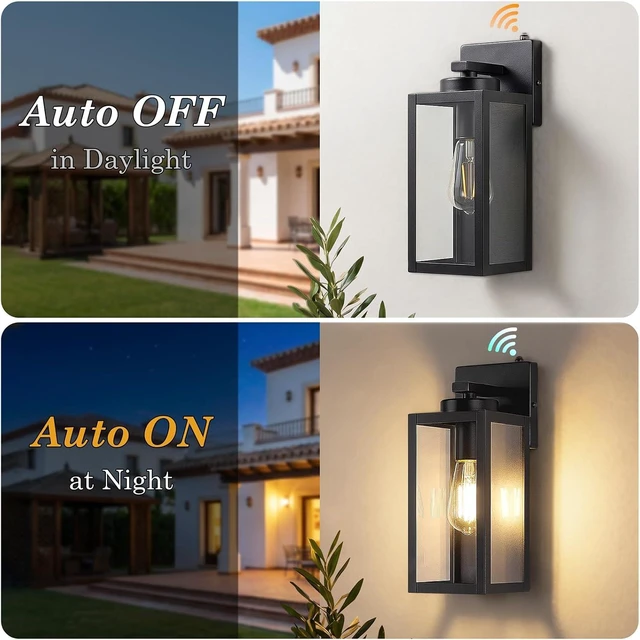 Alt view image 3 of 7 - BesLowe Upgraded Dusk to Dawn Outdoor Wall Lights, Matte Black, 2-Pack