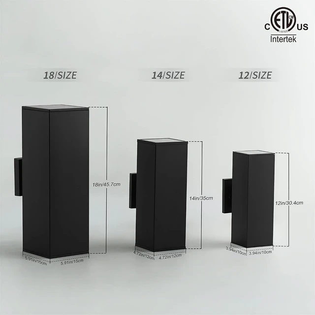 Alt view image 3 of 7 - mirrea 12" Modern Outdoor Porch Light in 2 Lights, Matte Black, 2 Pack
