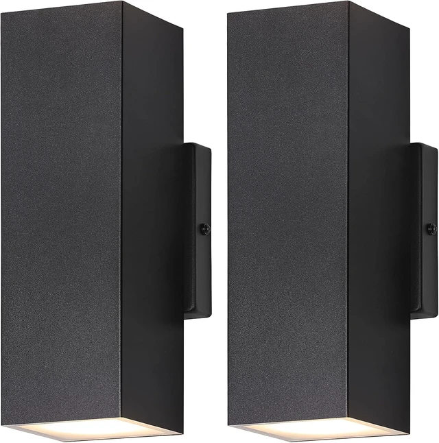 Main image of BesLowe 2-Pack Outdoor Wall Lights, Modern LED Up and Down Lights, Black