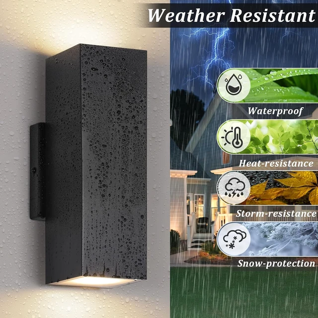 Alt view image 2 of 7 - BesLowe 2-Pack Outdoor Wall Lights, Modern LED Up and Down Lights, Black