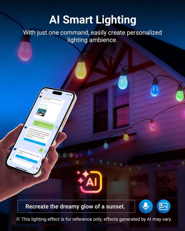 Alt view image 5 of 7 - NEEWER NR01 96ft Outdoor String Lights, App Control Smart AI RGBW Lighting
