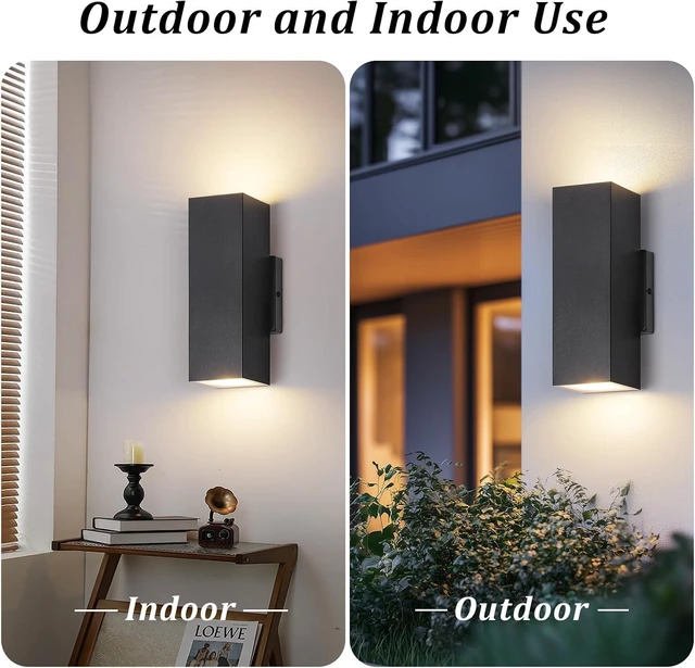 Alt view image 4 of 7 - BesLowe 2-Pack Outdoor Wall Lights, Modern LED Up and Down Lights, Black