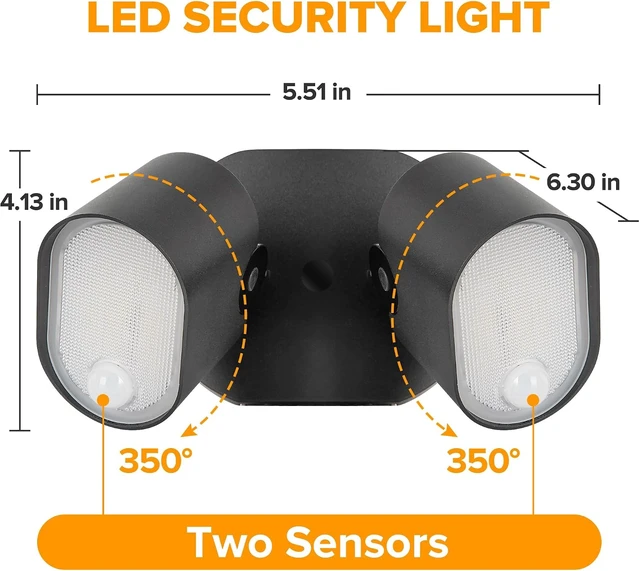 Alt view image 2 of 7 - LUTEC 35W 4000LM LED FloodLights with 2 Sensors, Motion Sensor Outdoor Lights 5000K Dusk to Dawn, IP65 Waterproof 240 Wide Angle Motion Outdoor for Garage, Patio, Yard(2 Pack)