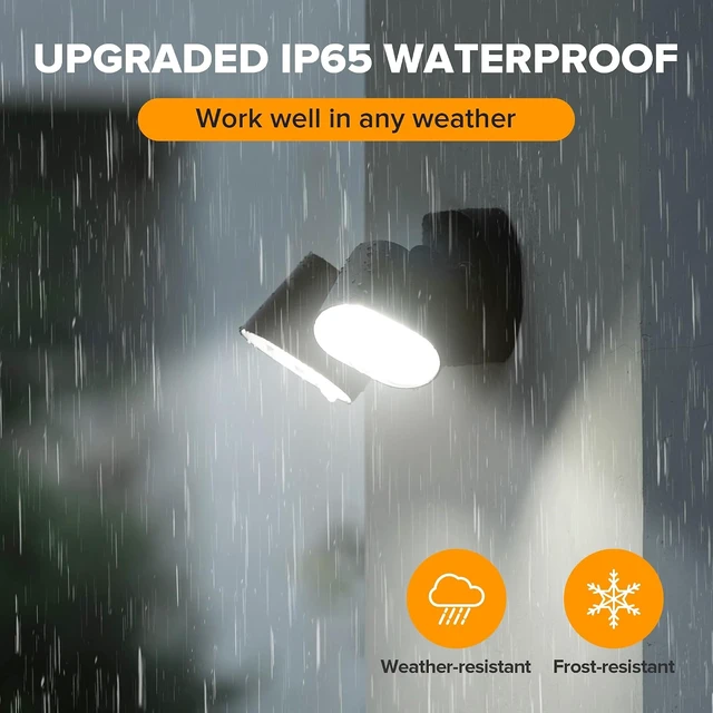 Alt view image 7 of 7 - LUTEC 35W 4000LM LED FloodLights with 2 Sensors, Motion Sensor Outdoor Lights 5000K Dusk to Dawn, IP65 Waterproof 240 Wide Angle Motion Outdoor for Garage, Patio, Yard(2 Pack)