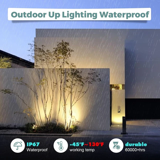 Alt view image 5 of 7 - Gardencoin Low Voltage Landscape LED Well Lights, 12V in Ground Lights Outdoor IP67 Waterproof, 5" Tall Wired Landscape Up Lighting, Included Replaceable 5W 2700K MR16 Bulb Dimmable, 6 Pack