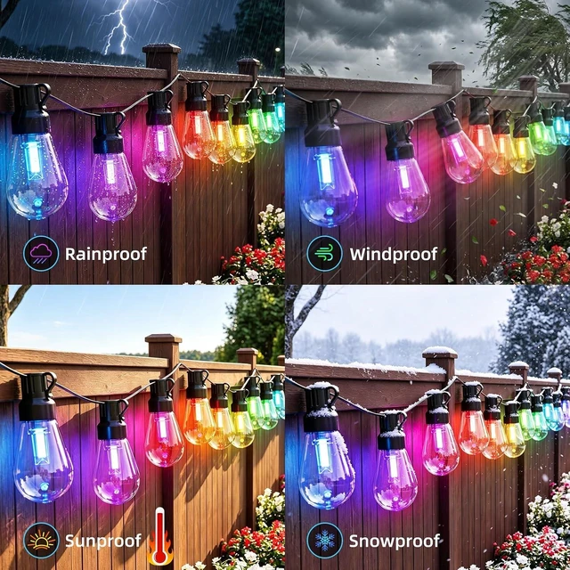 Alt view image 7 of 7 - 100FT RGB+IC Outdoor String Lights,Chasing DreamColor LED Patio Lights