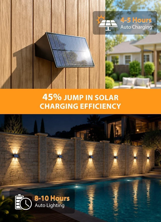 Alt view image 4 of 7 - Solar Fence Lights Outdoor,5 Color Modes Up & Down Solar Wall Lights,6Pack