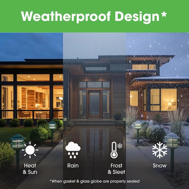 Alt view image 4 of 7 - Greenfield Weatherproof Line-Voltage (120V) 3-Tier LED Outdoor Pathway Light Permanent Outside Light for Walkway, Driveway & Landscaping Professional Grade & Made in USA Black