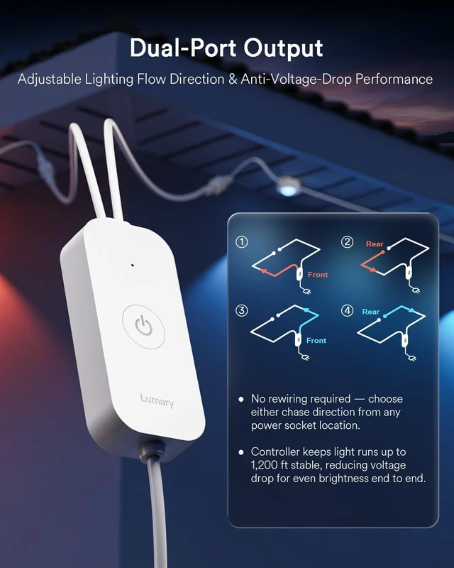 Alt view image 5 of 7 - Lumary Permanent Outdoor Lights 3, WLED Integrated, RGBAICW 90 LEDs, 150ft