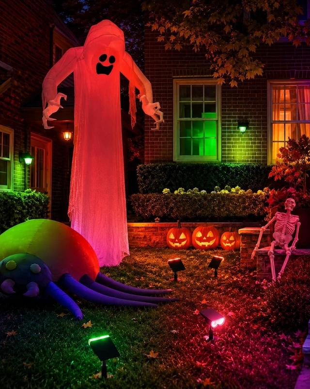 Alt view image 2 of 7 - Consciot Solar Spot Lights Outdoor, Halloween Decorations, Color Changing