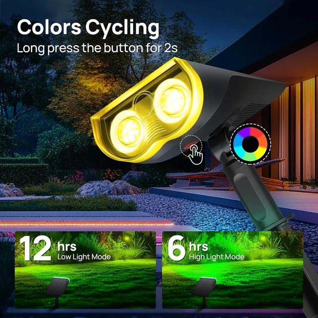 Alt view image 4 of 7 - Consciot Solar Spot Lights Outdoor, Halloween Decorations, Color Changing