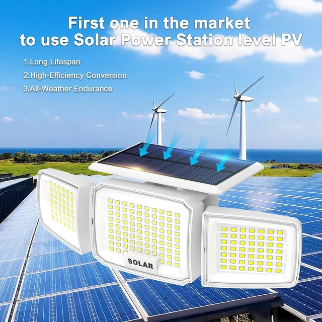Alt view image 3 of 7 - JEJOT Solar Security Light Outdoor, 3000LM Motion Sensor Flood Light, 3PCS