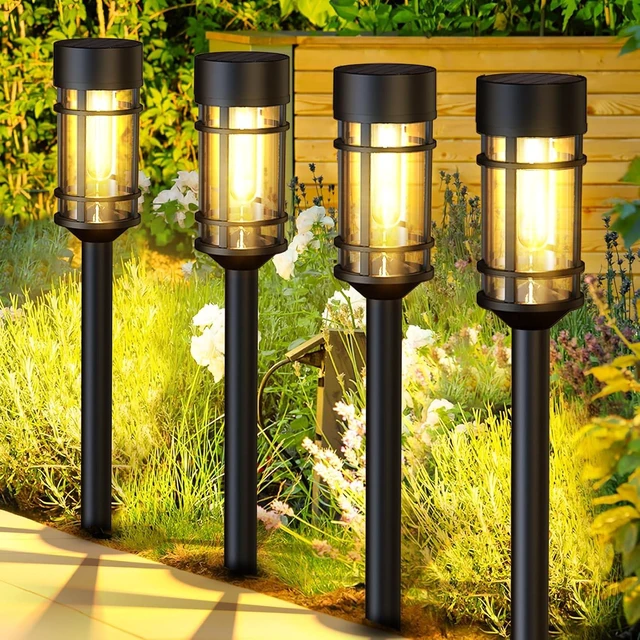 Main image of ILANCK Solar Lights Outdoor Waterproof, 8 Pack 21" Solar Pathway Lights with Metal & Glass, Auto On/Off Garden Lights for Yard, Landscape, Driveway Walkway