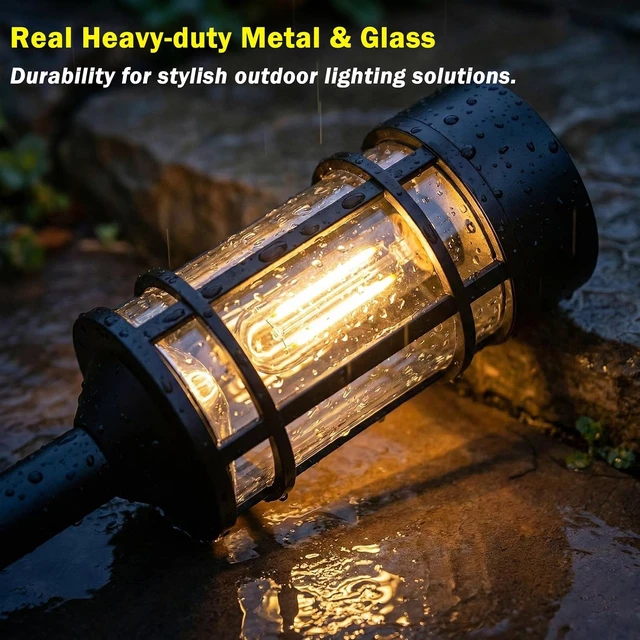 Alt view image 2 of 5 - ILANCK Solar Lights Outdoor Waterproof, 8 Pack 21" Solar Pathway Lights with Metal & Glass, Auto On/Off Garden Lights for Yard, Landscape, Driveway Walkway