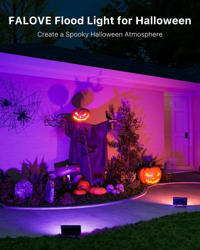 Alt view image 5 of 7 - FALOVE 4 Pack Outdoor RGBW Flood Lights by Dual Remote for Halloween Decor