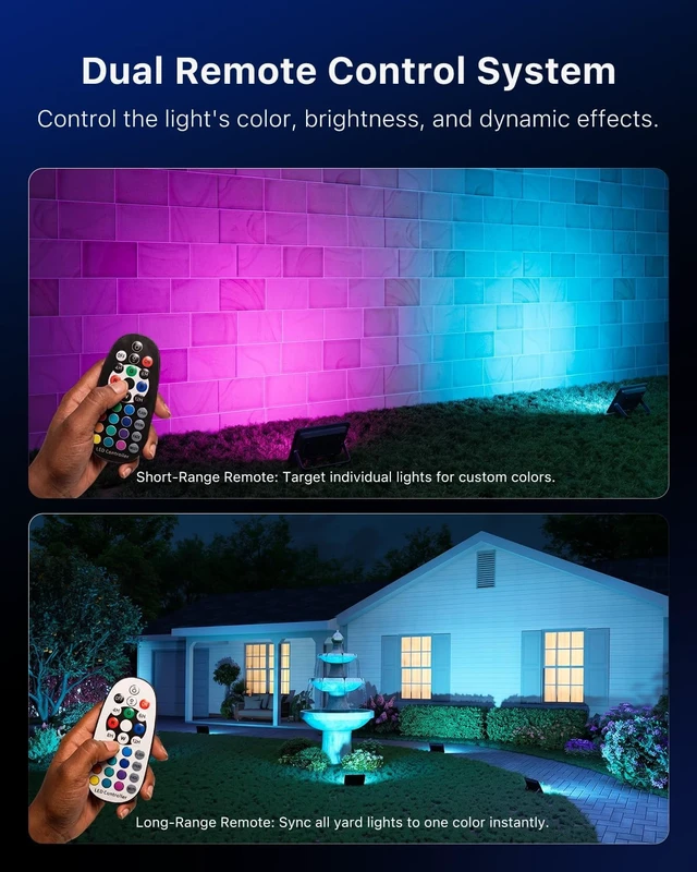 Alt view image 3 of 7 - FALOVE 4 Pack Outdoor RGBW Flood Lights by Dual Remote for Halloween Decor