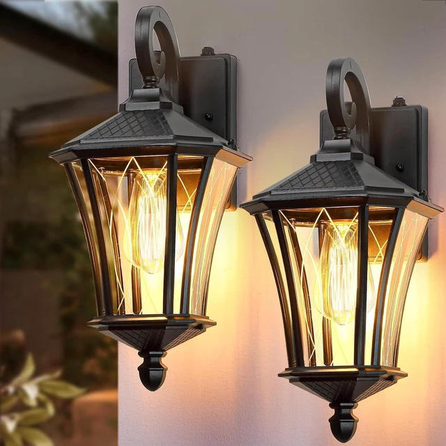 Main image of YSN 16" Dusk to Dawn Outdoor Light Fixture Wall Mount, Black, 2 Packs