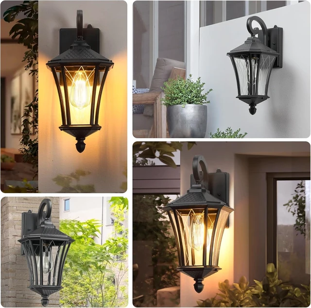 Alt view image 6 of 7 - YSN 16" Dusk to Dawn Outdoor Light Fixture Wall Mount, Black, 2 Packs