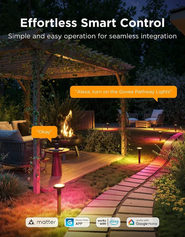 Alt view image 7 of 7 - Govee Outdoor Pathway Lights 2, 4 Pack, IP66 Waterproof, 60+ Scene Modes