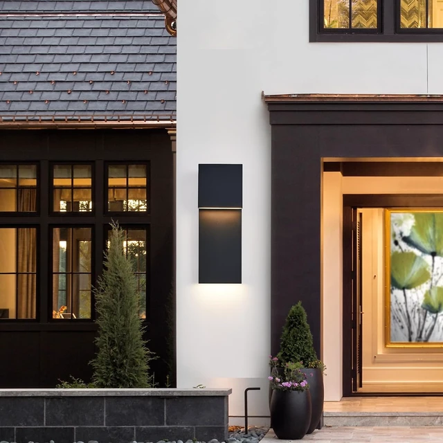 Alt view image 4 of 7 - Tarentlight Modern LED Outdoor Wall Sconce 17W Integrated LED Outdoor Wall Mount,Anti Rust Textured Black Suit for Wet Locations and All Rooms,Easily Installed in Any Direction.Bulb Included.