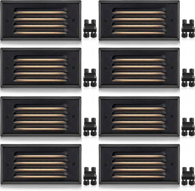 Main image of SUNVIE 8-Pack Low Voltage Step Lights 5W 6in Outdoor Black Cast-Aluminum