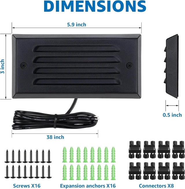 Alt view image 7 of 7 - SUNVIE 8-Pack Low Voltage Step Lights 5W 6in Outdoor Black Cast-Aluminum