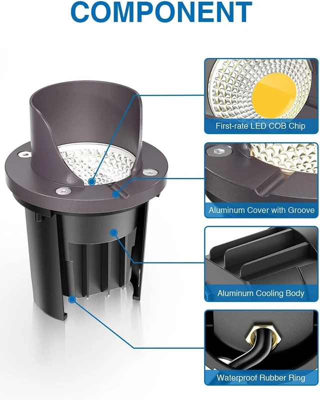Alt view image 3 of 7 - SUNVIE 6-Pack 12W 3000K LED Low Voltage Landscape Well Lights, Shield Top