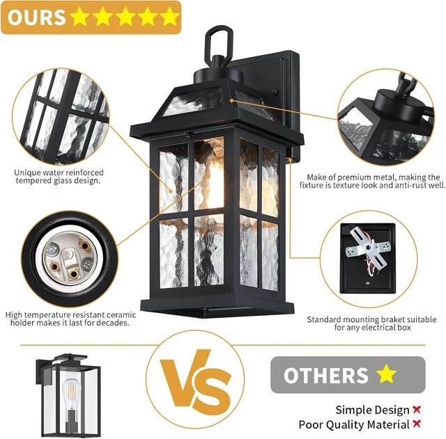 Alt view image 4 of 7 - 14 '' Outdoor Lights for House 2 Packs, Black Exterior Light Fixtures