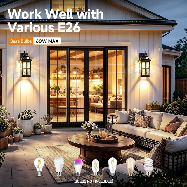 Alt view image 6 of 7 - 14 '' Outdoor Lights for House 2 Packs, Black Exterior Light Fixtures